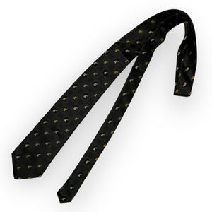 Jim Thompson Men's Black Silk Designer Necktie with Gold & Silver Elephants